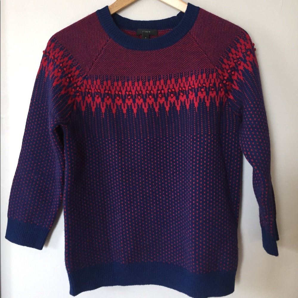 J Crew Fair Isle with Mini Pom-Pom details